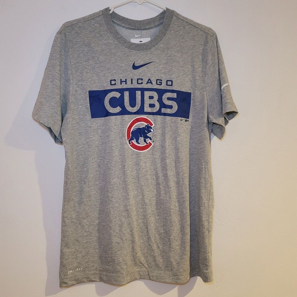 🆕  Nike Dri-Fit‎ Men's Chicago Cubs Team Issue T-Shirt in Gray, Small